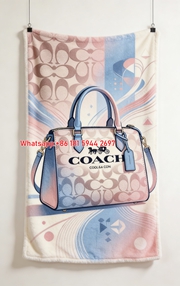 COACH Pastel Gradient Bag Art Print Flannel Throw Blanket for Couch C297
